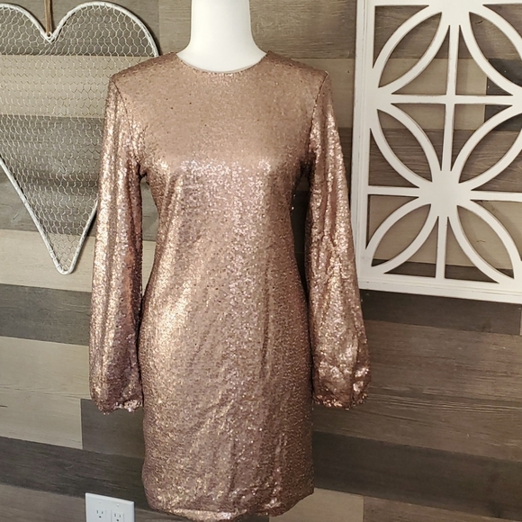 Graceful Simplicity Gold Sequin Dress - Picture 4 of 7
